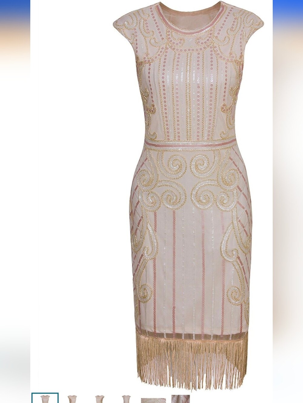 Vijiv 1920s Vintage Inspired Sequin Embellished Fringe Long Gatsby Flapper Dress
